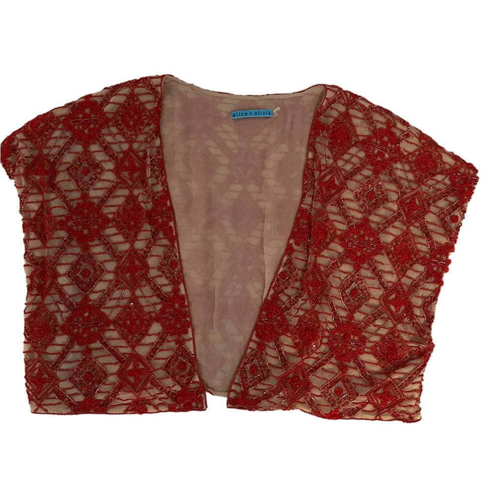Alice and Olivia red beaded top